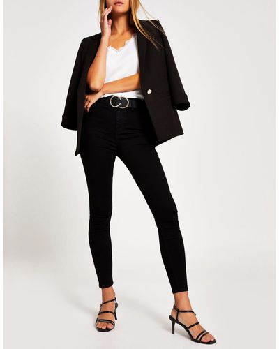 River Island Kaia High Rise Skinny Jeans - Black