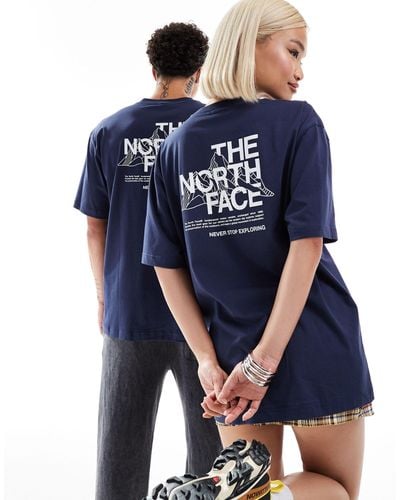 The North Face – mountain sketch – oversize-t-shirt - Blau