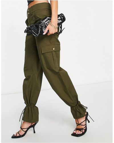 NA-KD Cargo Trousers With Strap Detail - Green