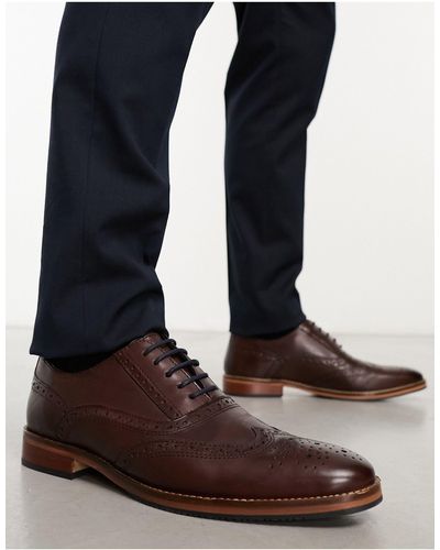 ASOS Chaussures richelieu en cuir avec semelle naturelle et détails colorés - Marron