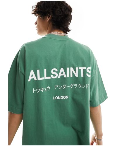 AllSaints In esclusiva per asos - - underground - t-shirt oversize - Verde