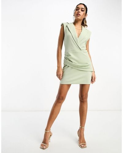 ASOS Sleeveless Blazer Dress With Twist Front - Green