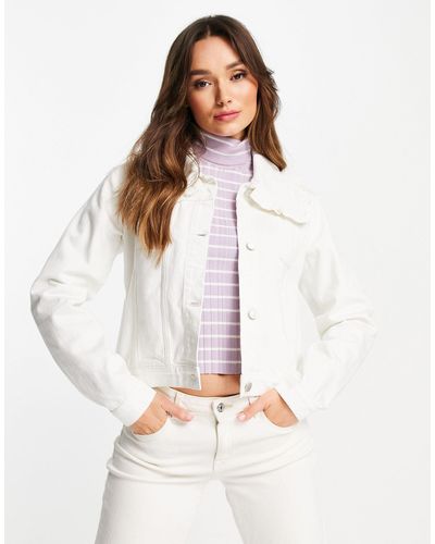 Whistles Denim Jacket With Frill Collar - White