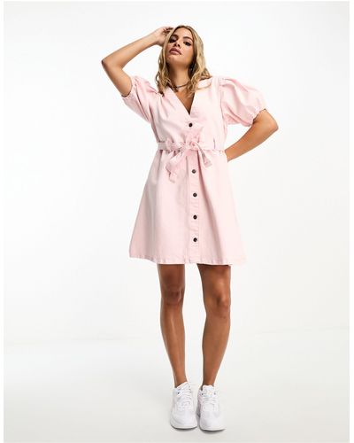 Threadbare – minikleid aus denim - Pink