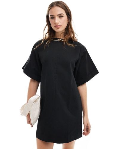ASOS Boxy Oversized T-shirt Cotton Twill Mini Dress - Black