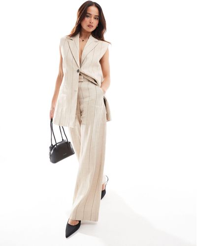 & Other Stories Linen Wide Leg Tailored Trousers - White