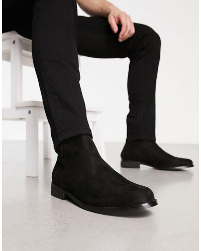 London Rebel Wide Fit Smart Formal Ankle Boots - Black