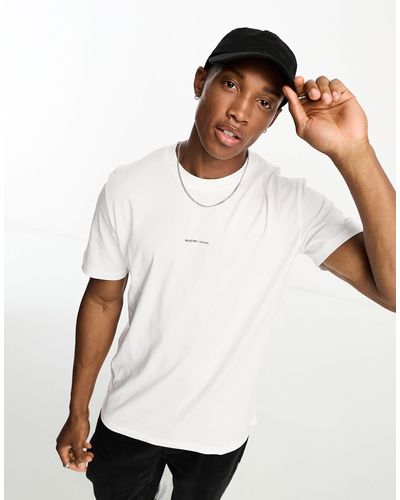 SELECTED T-shirt oversize avec petit logo sur la poitrine - Blanc