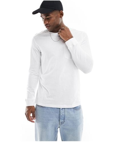 Jack & Jones Long Sleeve Pocket T-shirt - White