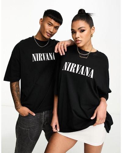 ASOS Unisex Oversized T-shirt With Nirvana Prints - Black