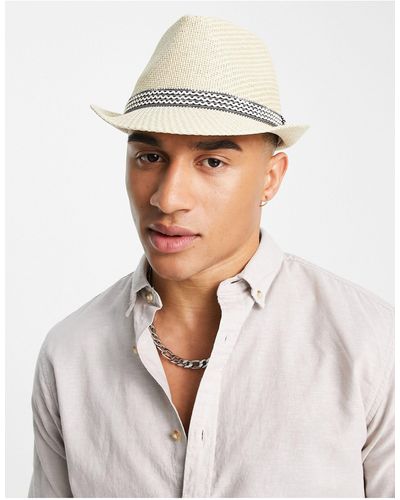 French Connection Straw Trilby Hat - Multicolour