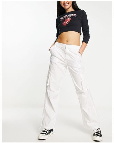 New Look Straight Leg Parachute Trousers - White