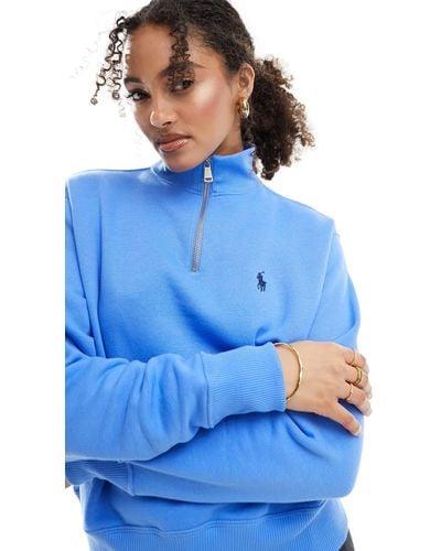 Polo Ralph Lauren Half Zip Sweatshirt With Pony Logo - Blue