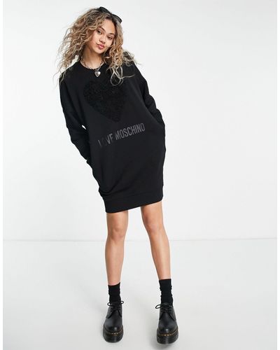 Love Moschino Core - Sweatshirt-jurk Met Hartlogo - Zwart