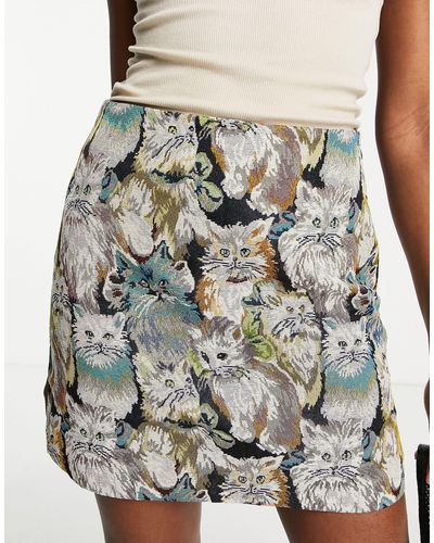 & Other Stories Cat Jacquard Mini Skirt - Multicolour