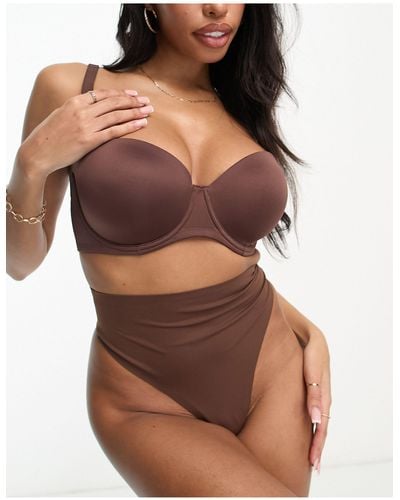 ASOS DESIGN Curve Mila mesh high apex soft bra in brown