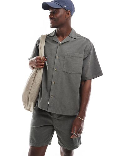 Only & Sons Revere Collar Fine Cord Shirt Co-ord - Grey