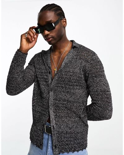 ASOS Knitted Polo Shirt - Gray