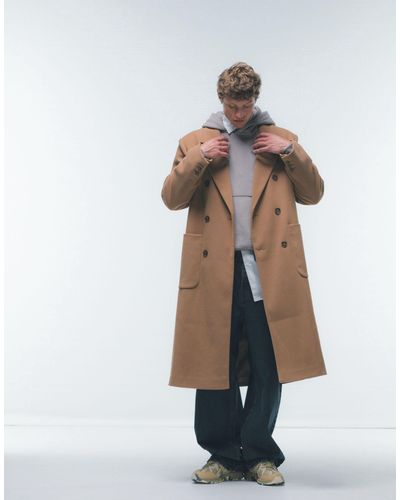 TOPMAN Double Breasted Overcoat - White