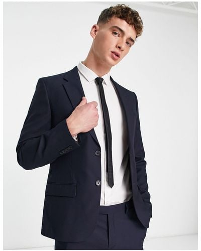 River Island Skinny Suit Jacket - Blue