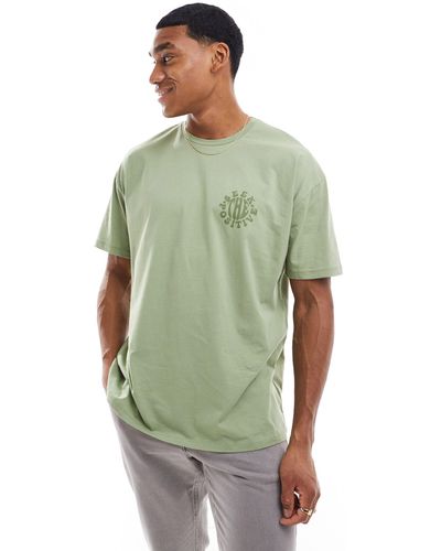 New Look Seek positive - t-shirt oversize kaki scuro - Verde