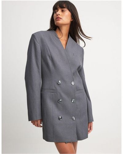 NA-KD Straight Blazer Style Mini Dress - Grey