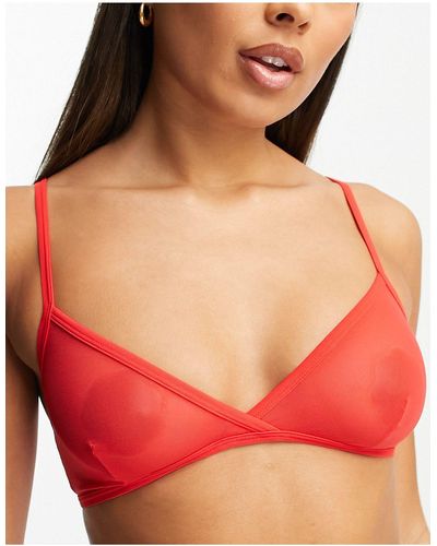 Weekday Bonnie - brassière triangle en tulle - Rouge