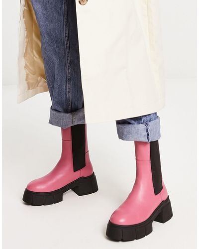 ASOS Adelphi Premium Leather Chelsea Boots - Pink