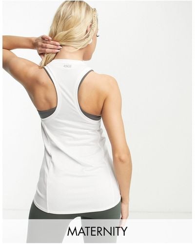 ASOS 4505 Camiseta larga blanca sin mangas con logo - Blanco