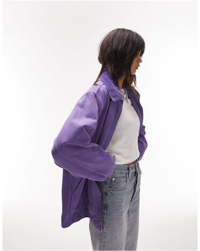 TOPSHOP Oversized Zip Through Jacket - Purple