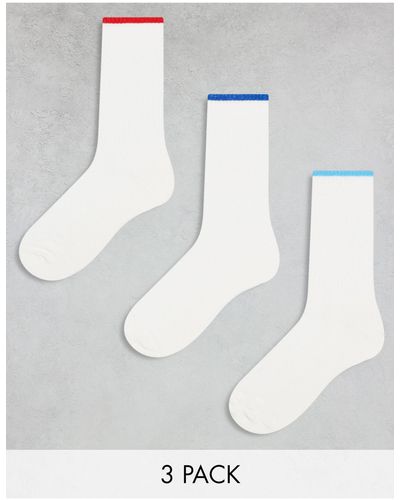 ASOS 3 Pack Socks With Contrast Welt - White