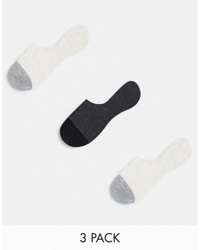 Abercrombie & Fitch 3 Pack No Show Socks - White