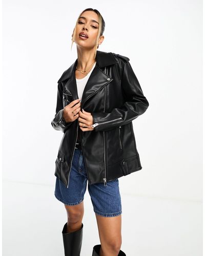 River Island Blouson style motard oversize en pu - Bleu