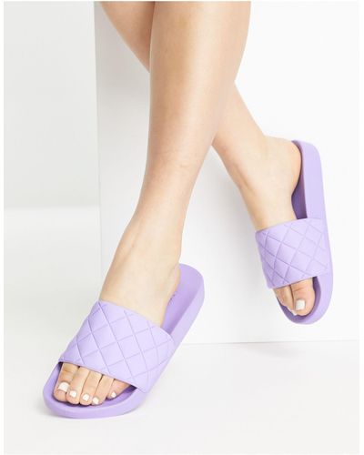 ASOS Flare Quilted Slides - Purple
