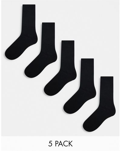 Jack & Jones Confezione da 5 paia di calzini da tennis neri - Bianco