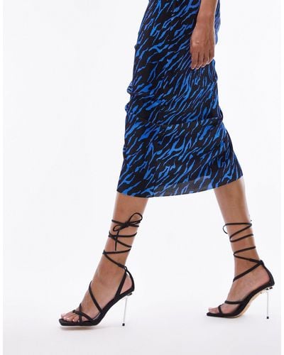 TOPSHOP Stella Strappy Ankle Tie Heeled Sandal - Blue