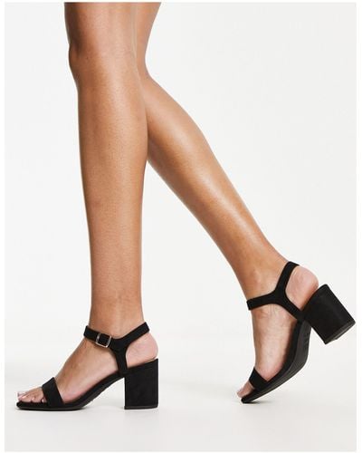 New Look Wide fit – schwarze sandaletten mit niedrigem absatz und offener zehenpartie, breite passform - Weiß