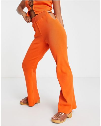 ASOS Co-ord Knitted Pants With Ring Waist Detail - Orange