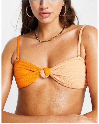 Rhythm – trägerloses bikinioberteil mit marmoroptik und knotendetail - Orange