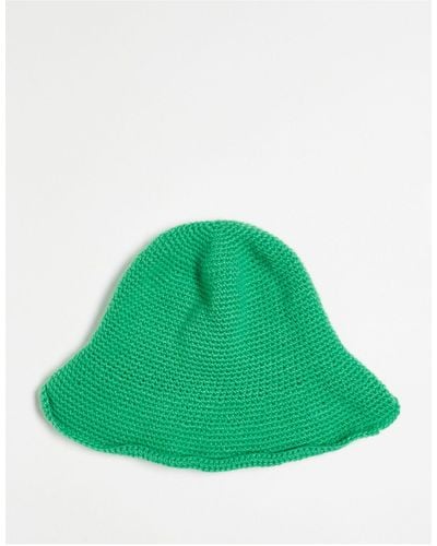 Collusion Knitted Crochet Festival Bucket Hat - Green
