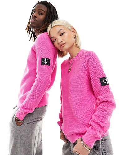 Calvin Klein Easy - maglione unisex con stemma del logo - Rosa