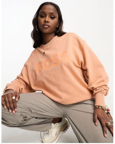 BOSS Boss Eteia Large Logo Sweatshirt - Orange