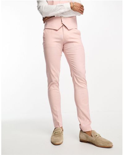 ASOS Skinny Linen Mix Suit Trouser - Pink