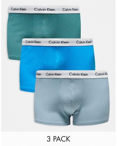 Calvin Klein Plus Low Rise Cotton Stretch Trunks 3 Pack - Blue