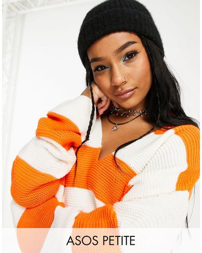ASOS Asos Design Petite Sweater With Open Collar - Orange