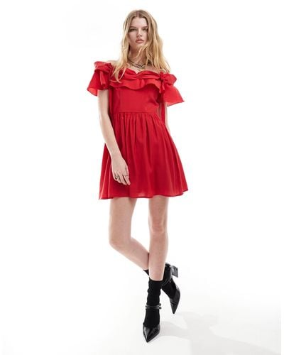 Sister Jane Dream Drape Bow Mini Dress - Red