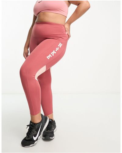 Nike Plus - run fast - legging 7/8 en tissu dri-fit à logo classique et virgule et taille mi-haute - Rouge