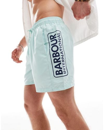 Barbour International - pantaloncini da bagno chiaro con logo - Blu