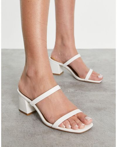 NA-KD Square Toe Two Strap Sandals - White