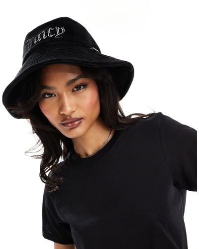 Juicy Couture Diamante Velour Bucket Hat - Black